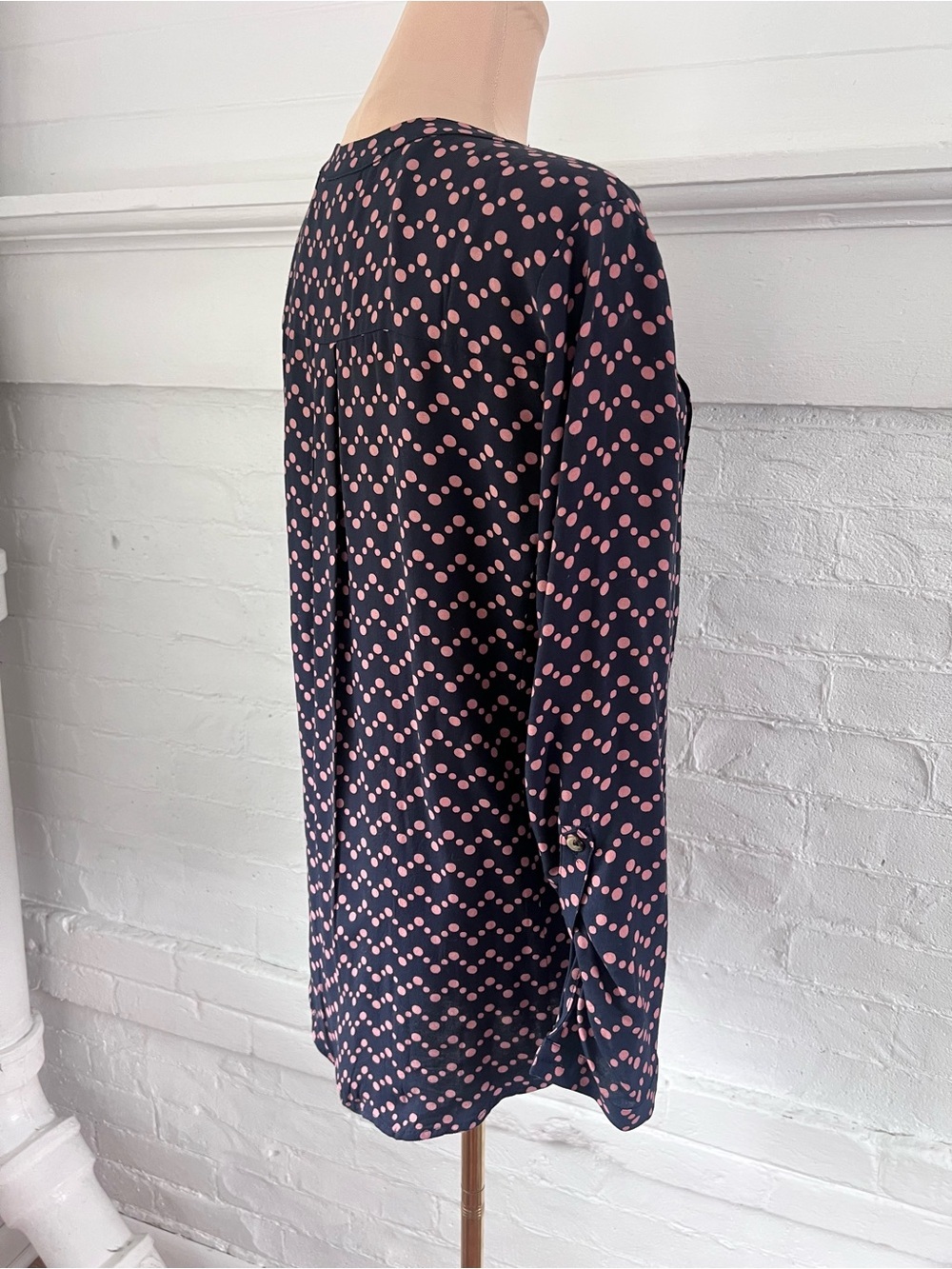 Maeve Anthropologie Navy Blue Polka Dot Button Front - Picture 6 of 14
